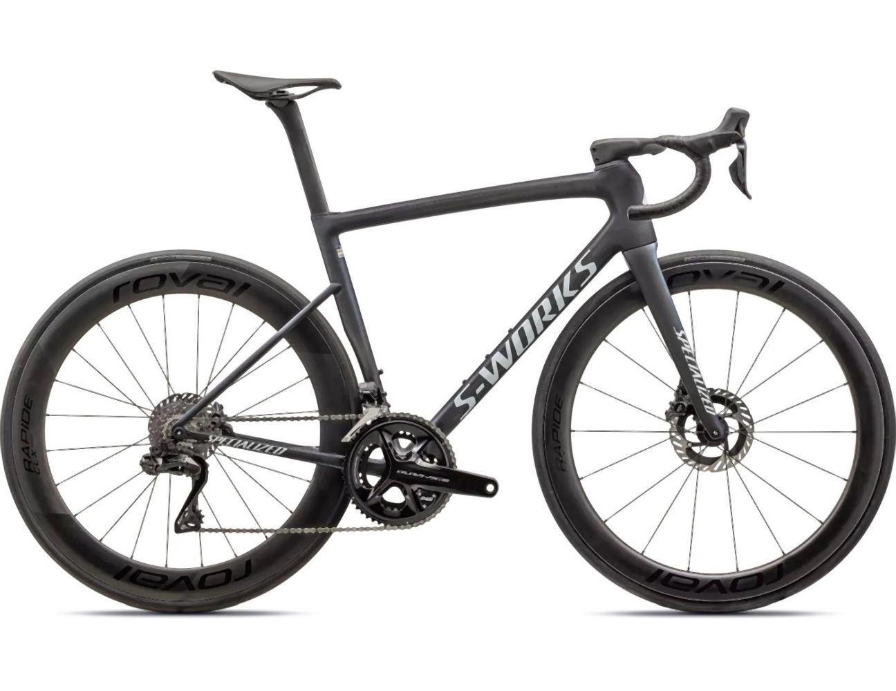 Specialized TARMAC SL8 S-Works DI2 SATIN CARBON / VIAVI CYNAN BLUE / VIAVI SILVER-BLUE PEARL FADE / GLOSS METALLIC WHITE SILVER